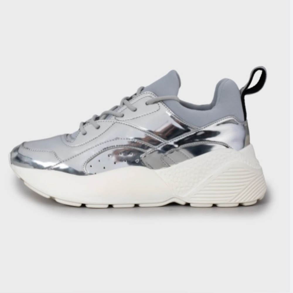 STELLA McCARTNEY SILVER ECLIPSE SNEAKERS RUNNERS TRAINERS SHOES THICK SOLE SZ 37